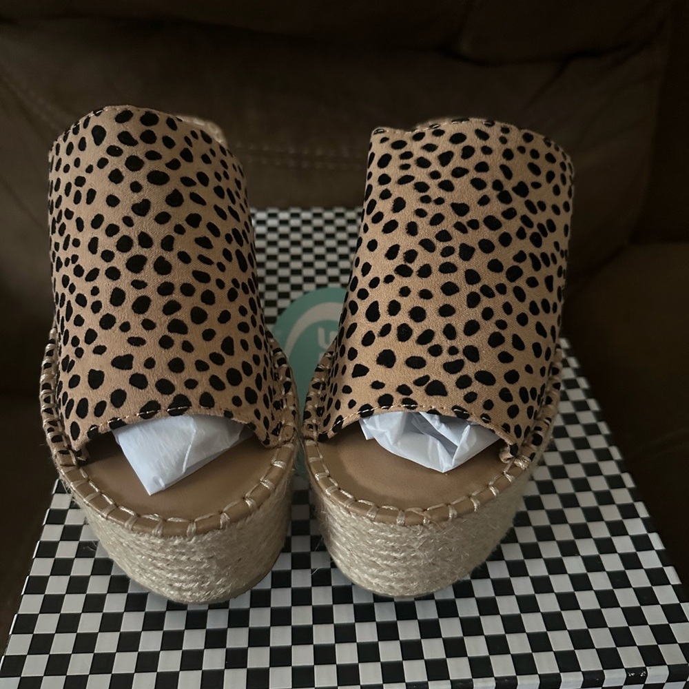 Soda Leopard Print Espadrille Wedges